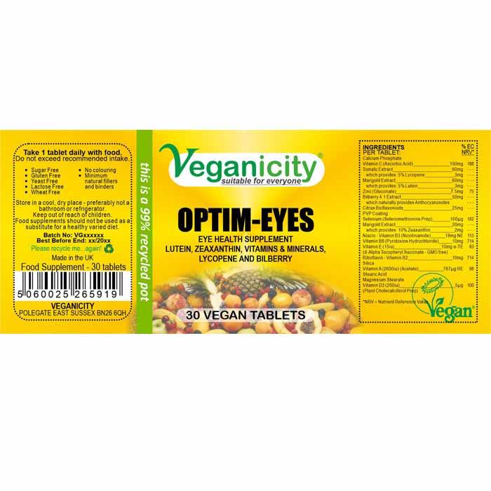 Veganicity - Optim-Eyes, 30 Tabs - back