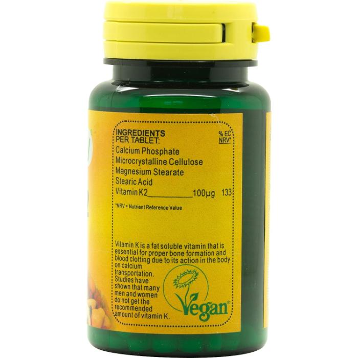 Veganicity - Vitamin K2(Mk-7)100mcg, 60 Tabs - back