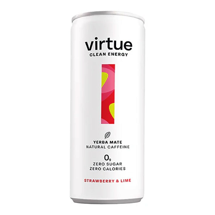 Virtue Drinks - Strawberry & Lime Yerba Mate Can, 250ml - Pack of 12