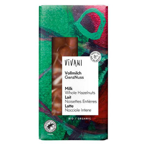 Vivani - Organic Milk Chocolate with Hazelnuts, 100g | Pack of 10