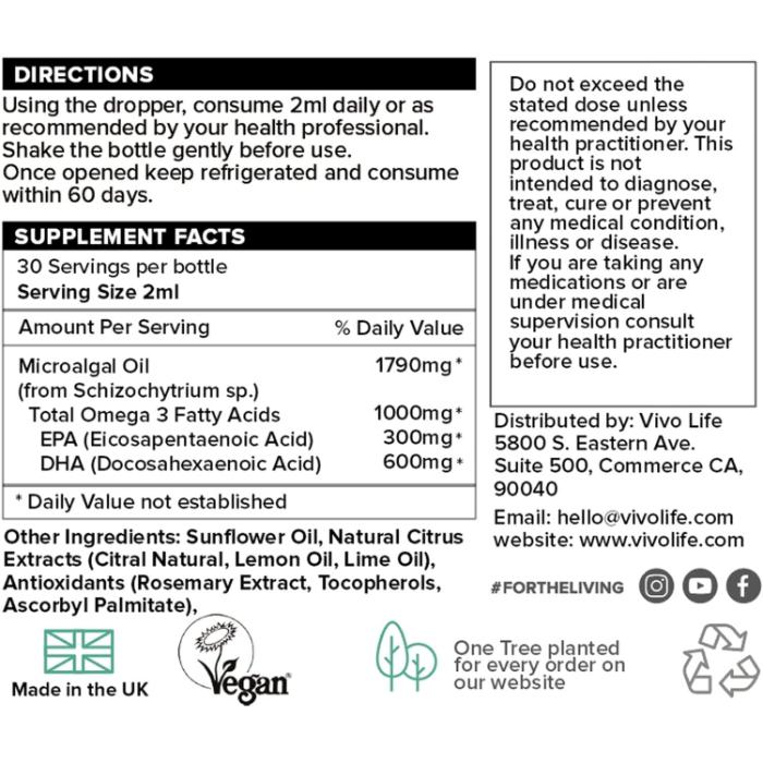 Vivolife - Vegan Omega 3, 60ml - back