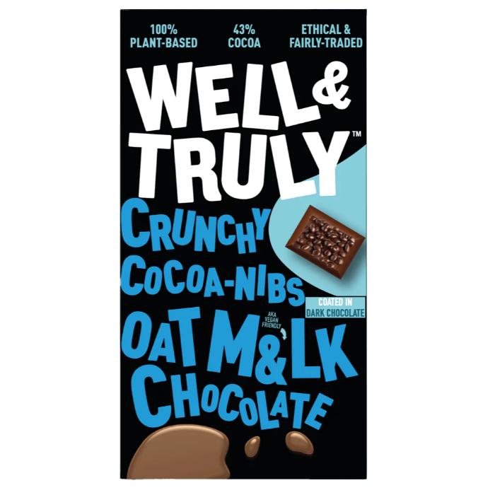 Well&Truly - Oat Milk Chocolate Cocoa Nibs, 90g - Pack of 10