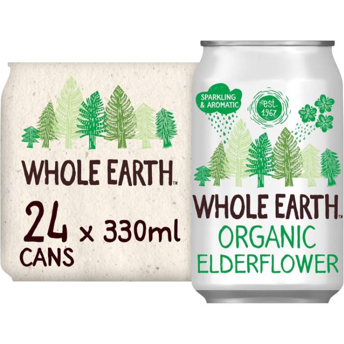 Whole Earth - Lightly Sparkling Organic Elderflower, 330ml  Pack of 24