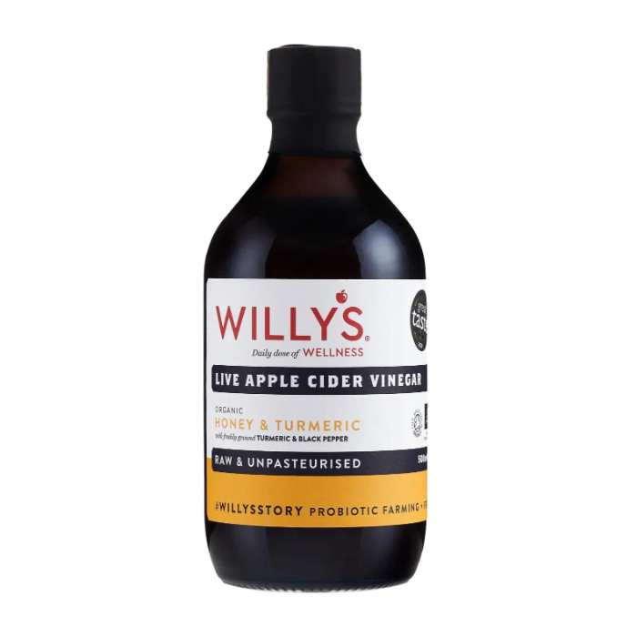 Willy's - Organic Apple Cider Vinegar with Turmeric & Honey, 500ml - Pack of 1