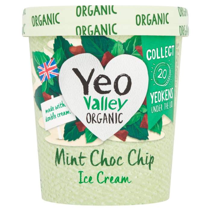 Yeo Valley - Mint Choc Chip Organic Ice Cream, 500ml  Pack of 6