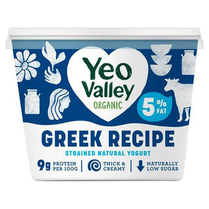 Yeo Valley - Organic Greek Recipe 5% Fat Natural | Pack of 6 | Multiple Sizes