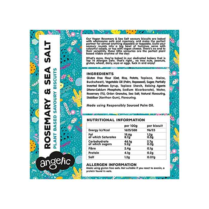 Angelic Gluten Free - Rosemary & Sea Salt Crackers, 142g - back