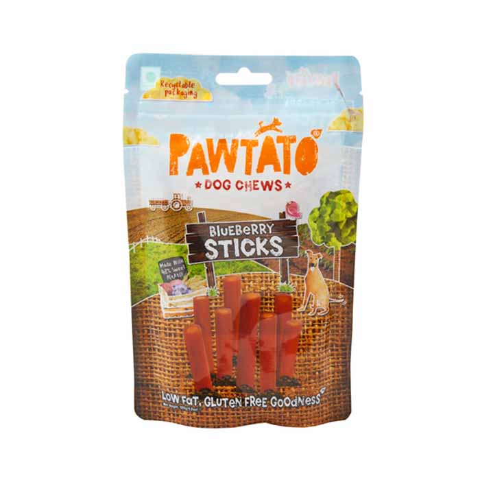 Benevo® - Pawtato® Sticks - Low Fat Dog Treats Blueberries, 120g