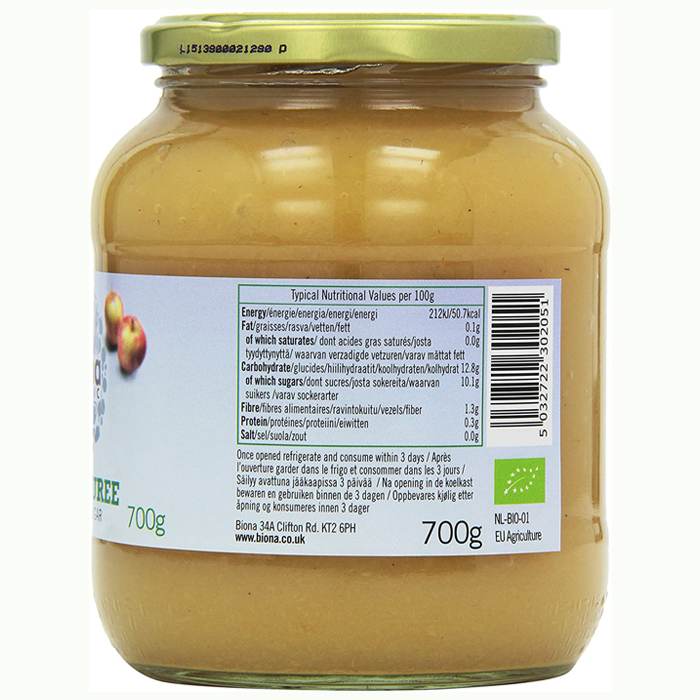 Biona - Organic Apple Puree, 700g. - back