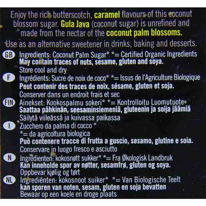 Biona - Organic Coconut Palm Sugar, 250g - back