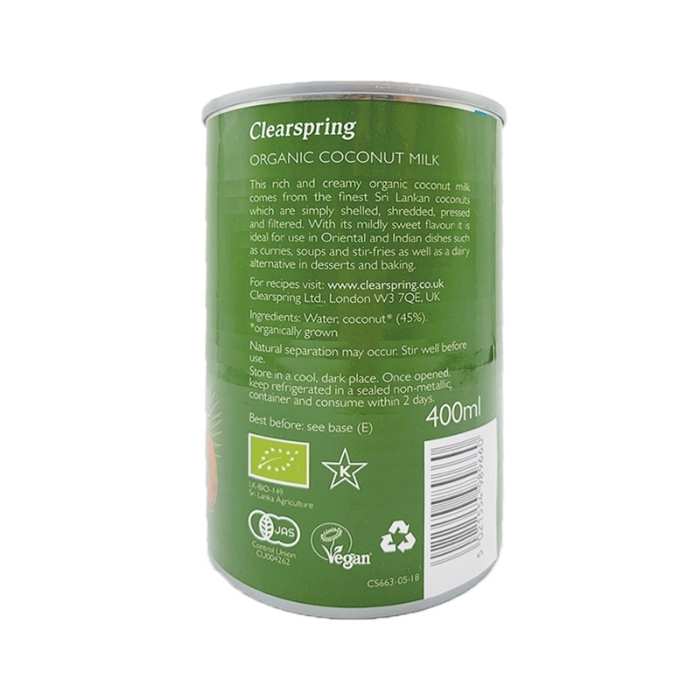 Clearspring - Organic Coconut Milk, 400ml - back