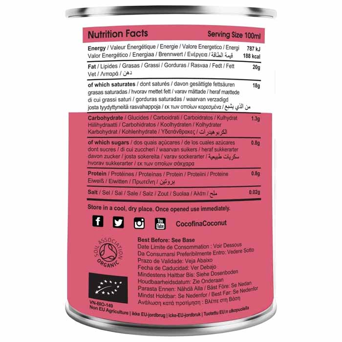 Cocofina - Organic Coconut Cream, 400ml - back