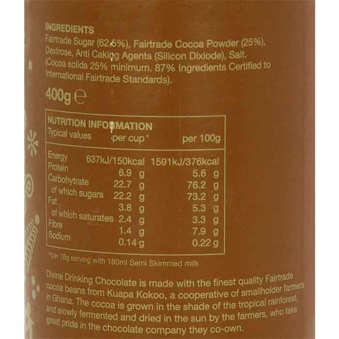 Divine - Drinking Chocolate, 400g - Back