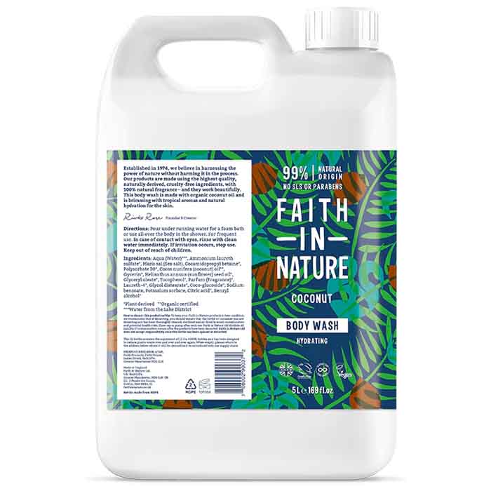 Faith In Nature - Coconut Bath & Shower Gel, 5L