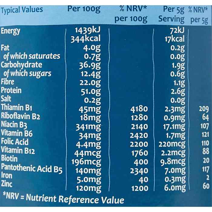 Marigold - Engevita Nutritional Yeast Flakes Vitamin B12 (Blue - 125g) - back