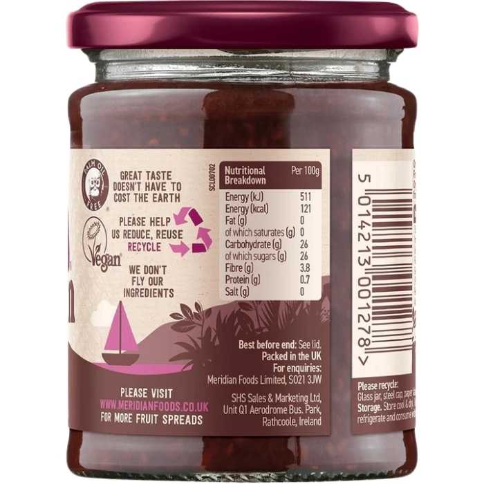 Meridian Foods - Organic Fruit Spread Raspberry back