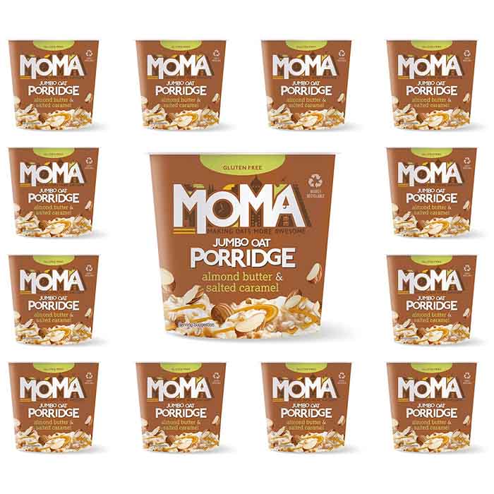 Moma - Almond Butter & Salted Caramel Porridge Pots, 55g  Pack of 12