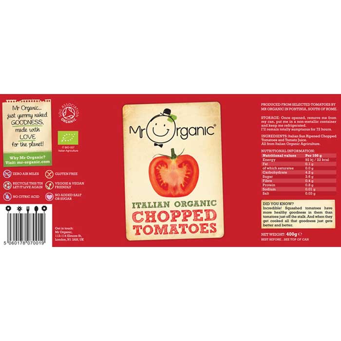 Mr Organic - Organic Italian Chopped Tomatoes, 400g - back