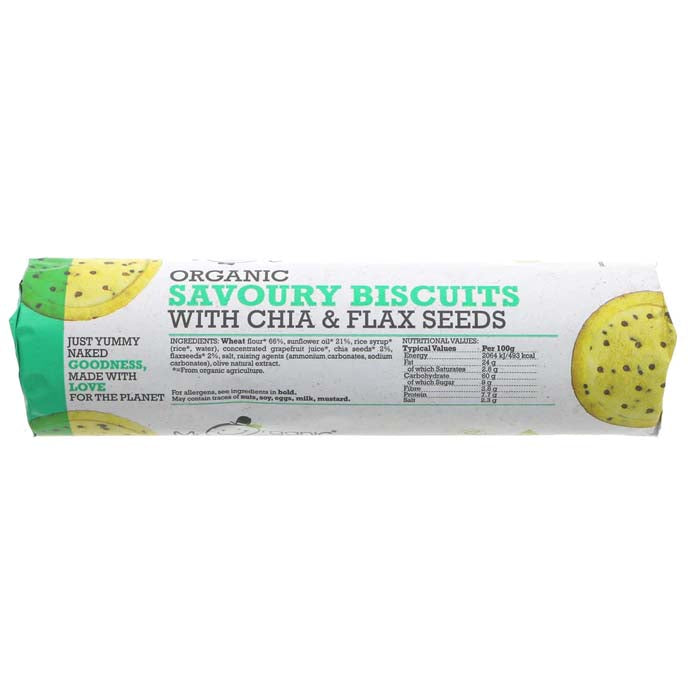 Mr Organic - Savoury Biscuits with Flax and Chia Seeds, 250g  Pack of 12 - back