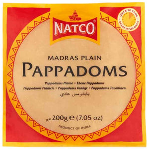 Natco - Madras Plain Poppadoms, 200g | Pack of 10