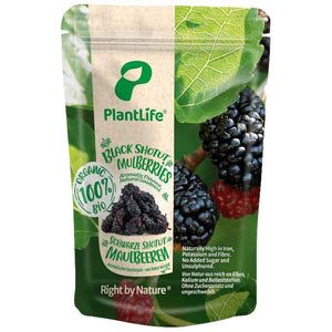 PlantLife - Organic Black Shotut Mulberries, 175g