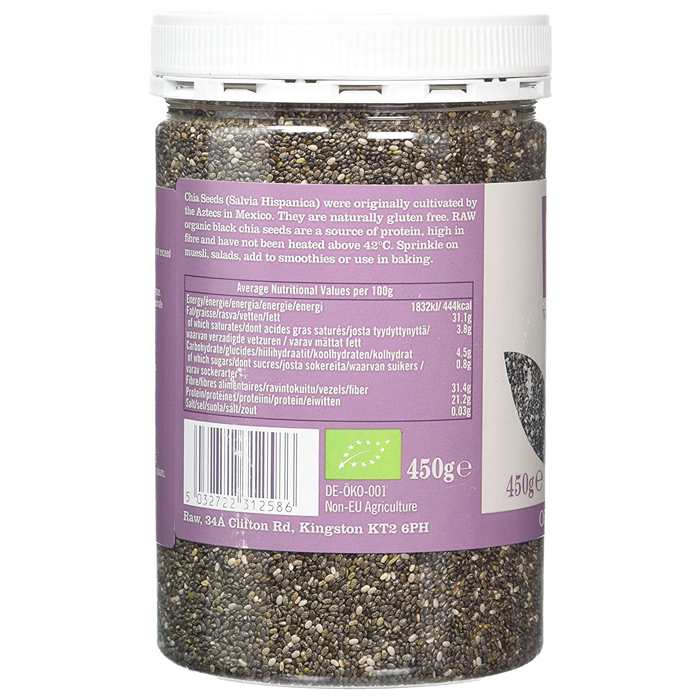 Raw Health - Organic Raw Black Chia Seeds, 450g - back