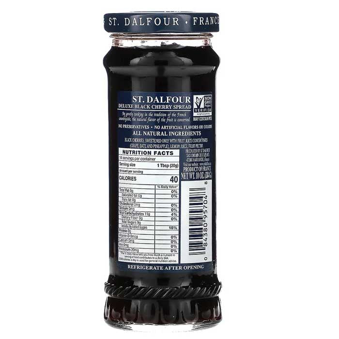 St Dalfour - Black Cherry Spread, 284g - back