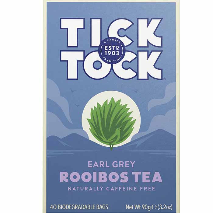 Tick Tock - Earl Grey Rooibos Tea, 40 Bags  Pack of 4