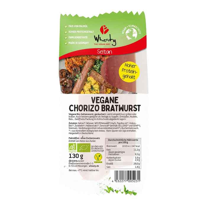 Wheaty - Organic Chorizo - Sausage, 130g