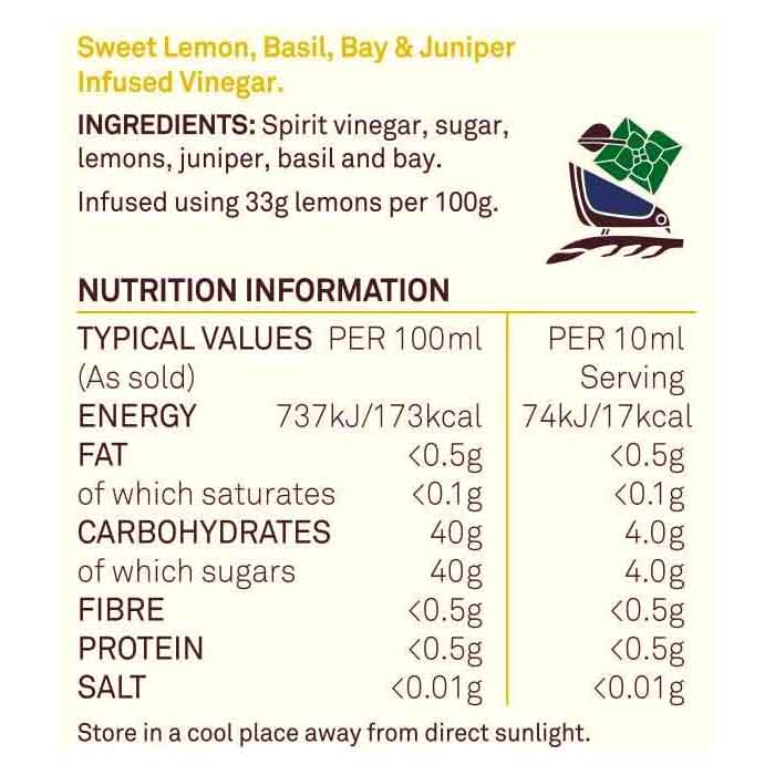 Womersley - Fruit & Herb Lemon Basil Bay & Juniper Vinegar, 160ml - back