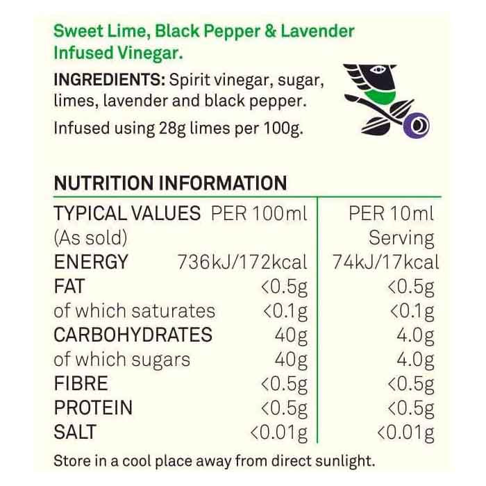 Womersley - Fruit & Herb Lime, Black Pepper & Lavender Vinegar, 160ml - back